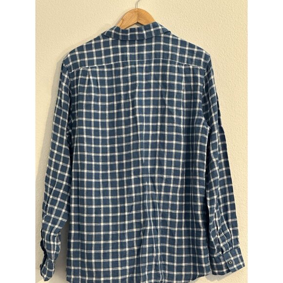 Michael Kors Men's Classic Fit Linen Shirt Blue Check Long Sleeve Button Up - Picture 12 of 16